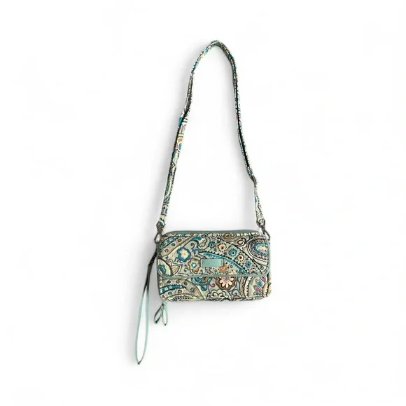 Vera Bradley Teal and Cream Crossbody Bag - Picture 2 of 5